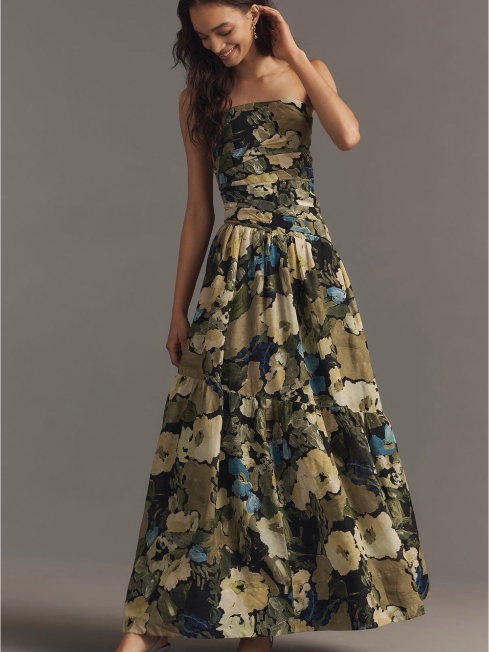 Shona Joy Weyes Strapless Tiered Maxi Dress